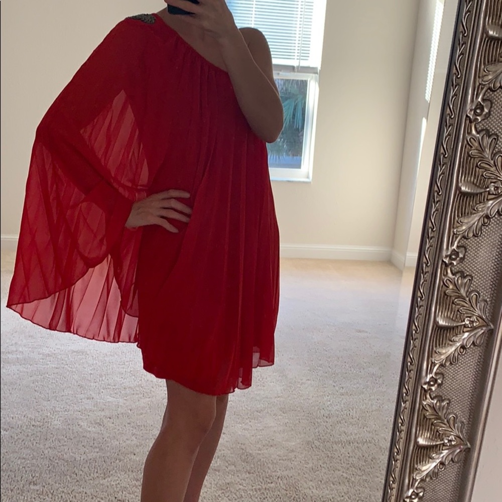 Jackie O red dress one shoulder size S